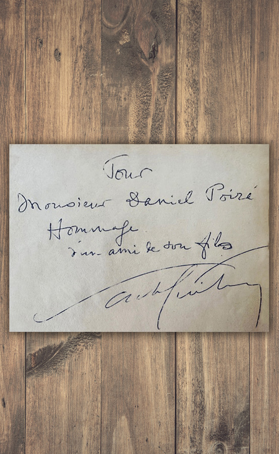 Autographe de Sacha Guitry au grand-père de Jean-Marie